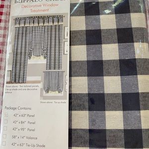 4 Navy Blue Buffalo Check Window Panels